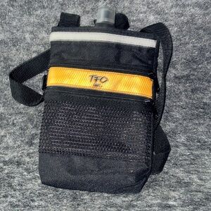 Insulated Drink Bag Black and Yellow Crossbody Bag 2 Zippered Pockets Hiking